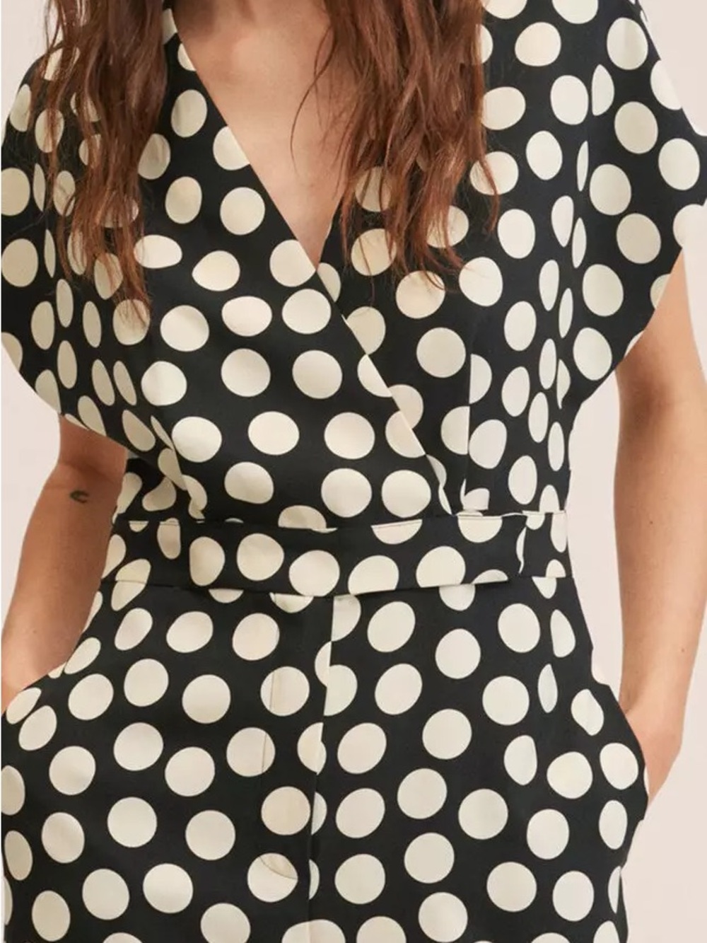 MANGO Black & White Polka Dot Jumpsuit S